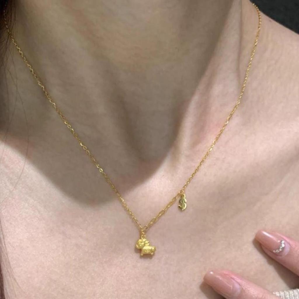 Xiaohongshu Bestseller: Cute Cartoon Little Horse Gold Necklace for Women - Ancient Method Rich Collarbone Chain