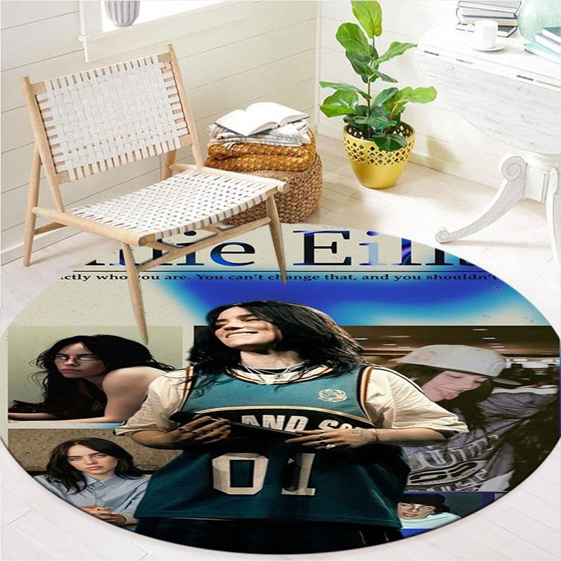 Billie Eilish Custom Name Round Area Rug,Carpet Rug for Living Room Bedroom Sofa Playroom Decor,Non-slip Floor Mat
