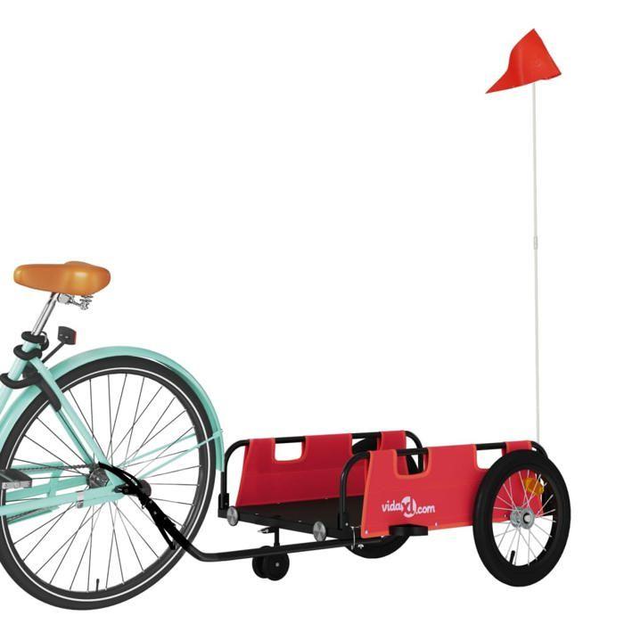 VidaXL Bicycle Trailer, Transport Cart with Hitch Bar, Bicycle Trailer with Flag for Luggage, Red 94188