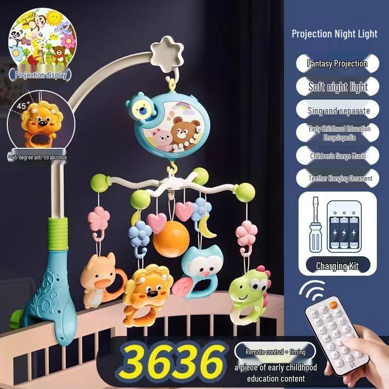 Remote-Control Crib Mobile with Rotating Hanging Toys for Newborns (0-6 Months)