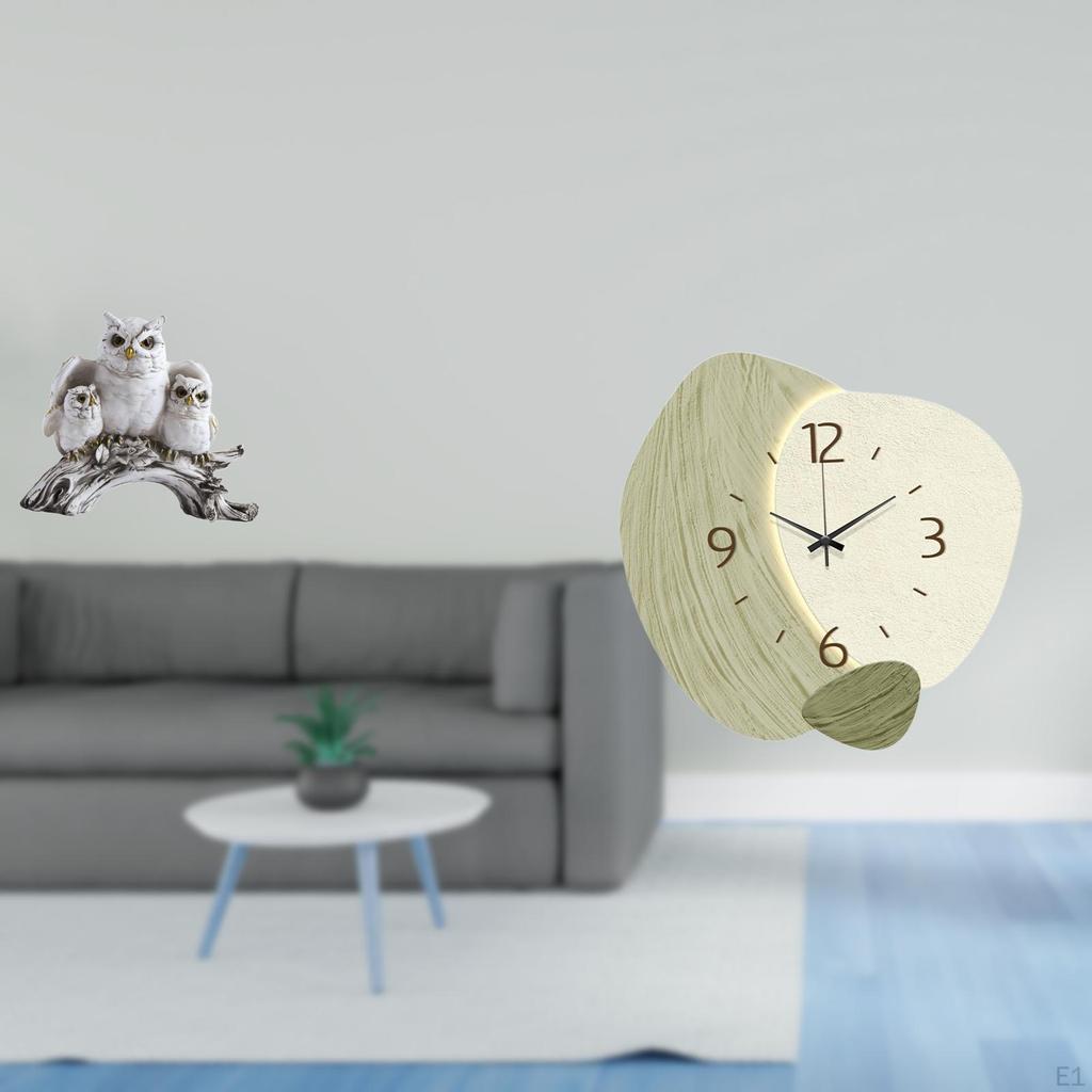 Modern Owl Sculpture Tabletop Ornament And Silent Cartoon Wall Clock Decorative Animal Statue for