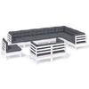 Vidaxl 10-Cz. Garden Lounge Set, Cushions, White, Pine