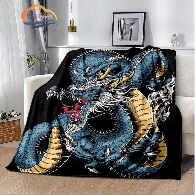 Dragon Blanket 3D Printing Animal Art Soft and Comfortable Sofa Bed Bedroom Decorative Bedspread Travel s