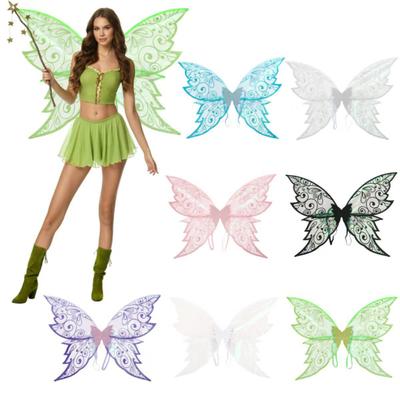 Fairy Wings for Girls Women Halloween Elf Cosplay Accessories Organza Butterfly Fairy