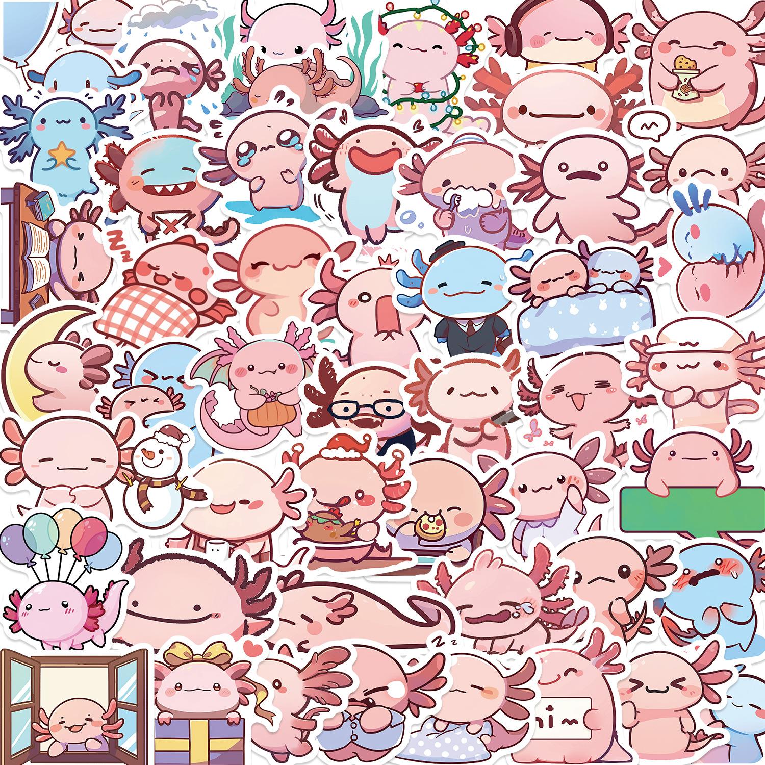 

50 Cartoon Salamander Daily Stickers Decorate Notebook Suitcase DIY Waterproof Stickers