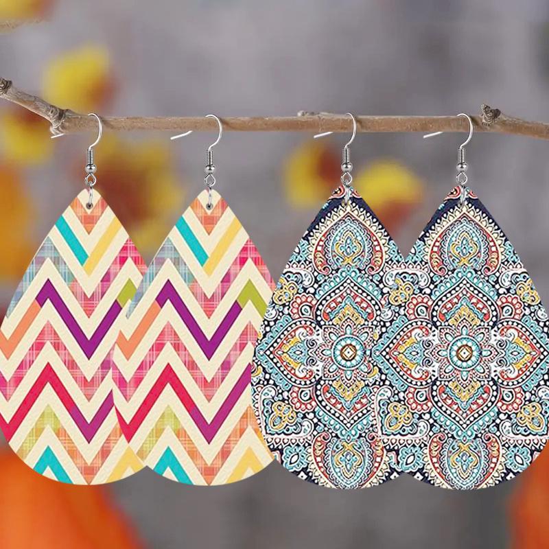 

Богемные серьги-капли с узором цветка мандалы для женщин и девушек, серьги-пусеты с абстрактными волнообразными полосками, фестивальная бижутерия, рождественская бижутерия, подарки