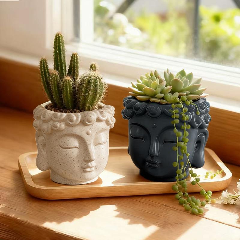 Creative Buddha Statue Flowerpot Green Potted Plants Container Home Courtyard Garden Decor Resin Handicrafts Ornament Gift