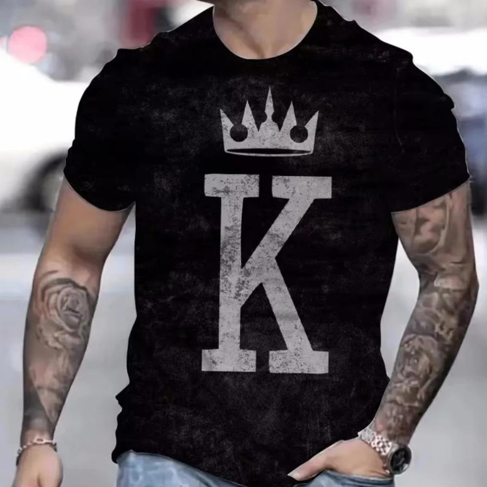 3d King Print Men's T-Shirt Summer Casual Short Sleeve Tees Top Fashion Street Oversized Mens   Vintage T-Shirts For Men