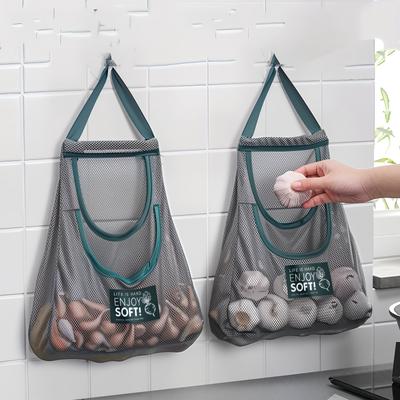 1pc Ventilated Mesh Storage Bags for Garlic, Potatoes, Onions - Durable Plastic Hanging Organizer for Kitchen & Pantry, Non-Food Contact Safe