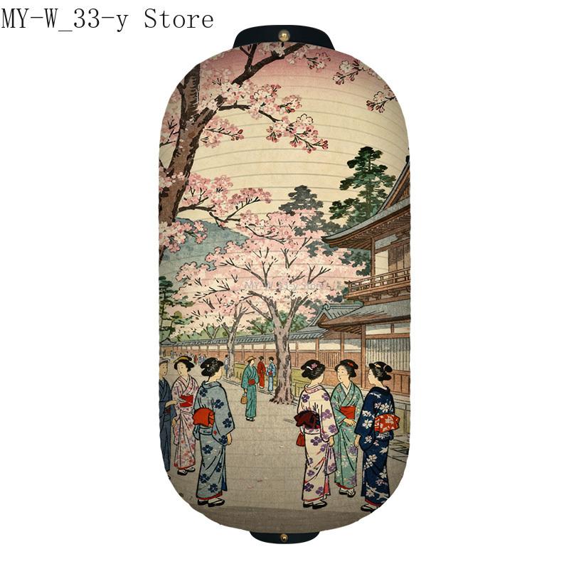 25x50cm Japanese-style Cherry Blossoms Cloth Lantern Ukiyo-e Traditional Printed Lantern Izakaya Cuisine Wedding Party Decor
