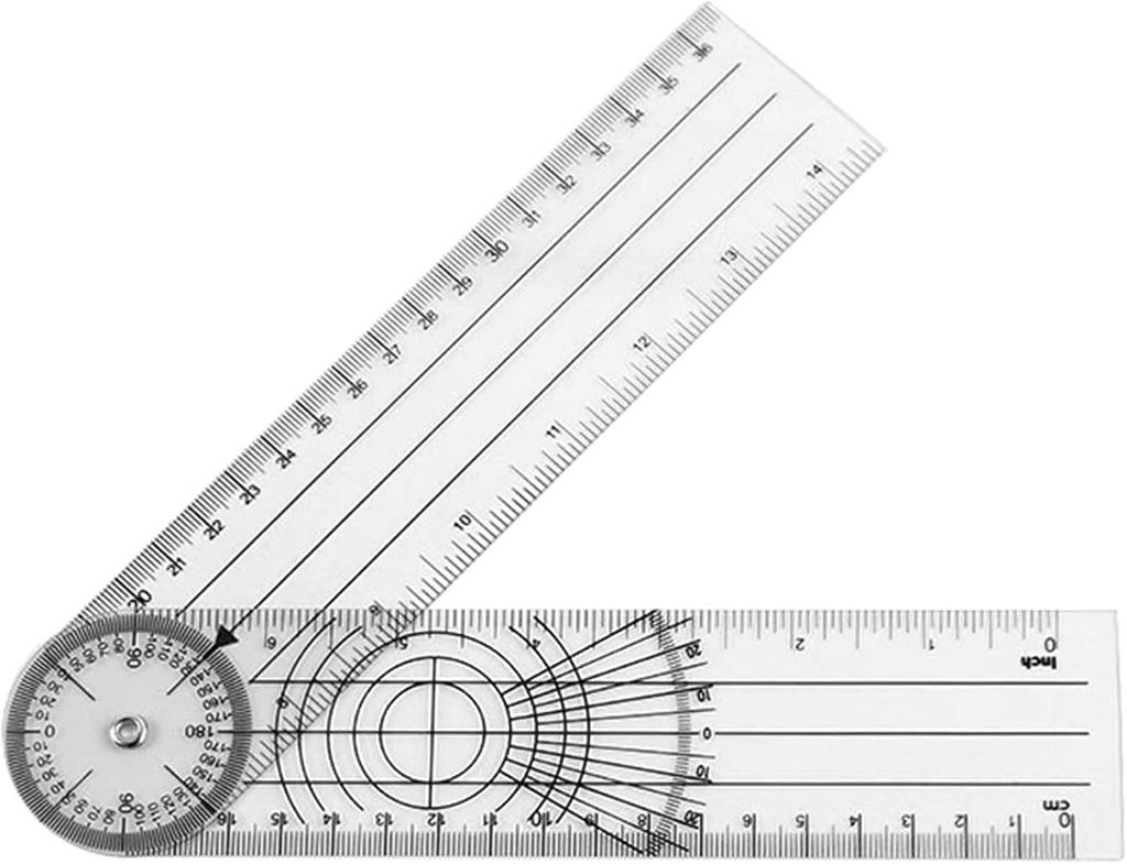 Goniometer angle measuring transparent with 15cm zim12 360-degree instrument, plastic, ruler,