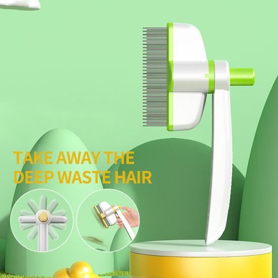 Self-Cleaning Pet Grooming Comb 180-Degree Rotatable Dog Detangling Brush Loose Fur Remover Comb for Long And Short Hair Cats Dogs