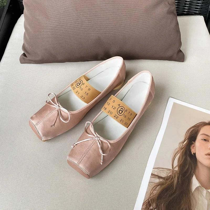 New Ballet Slip-On Tied Flats Shallow Women Spring Summer Female Dancing Mary Janes Daily Ladies Dance Room Shoes