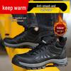 Men's High-Top Safety Shoes: Anti-Smash, Anti-Puncture, Warm Velvet Lining, Ideal for Long Standing, Autumn/Winter Ready.