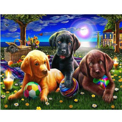 Pittura Diamante 5D Fai da Te con Trapano Rotondo Completo Animale Cane Strass Ricamo Punto Croce