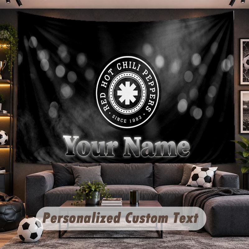 Wall Hanging Tapestry Custom NameRed Hot Chili Peppers Pattern Personalized Printed Fabric Wall Decor