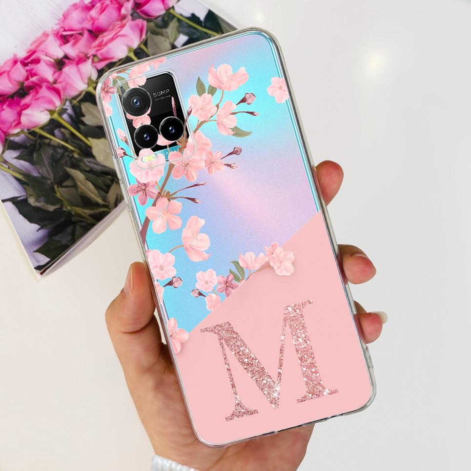 

For Cover Vivo Y33s 4G For Case Vivo Y21 2021 Y21s Initials Letter Marble Fashion Painting Back Coque Soft Clear Bumper Fundas Vivo Y33s 4G
