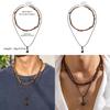 Artificial Turquoise Multilayer Collar Necklace With Geometric Pendant For Boho Women