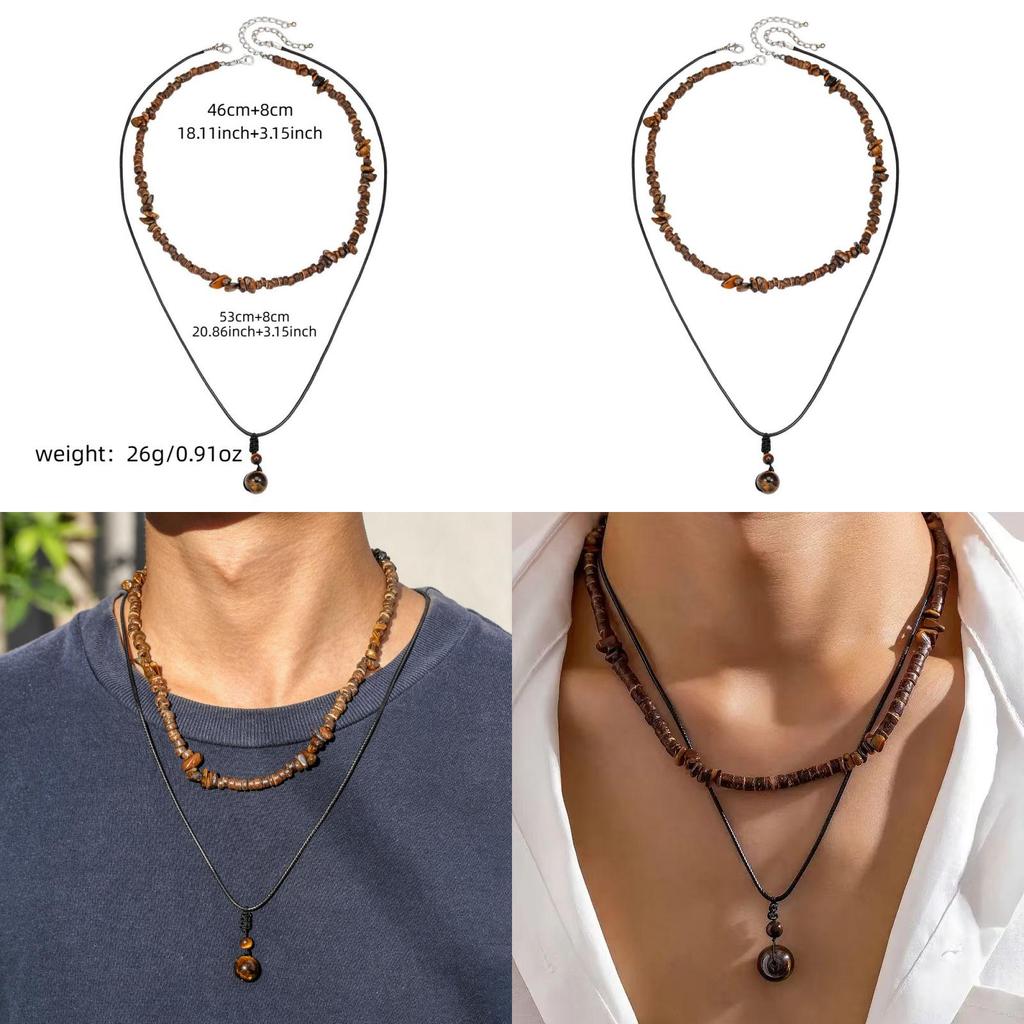 Artificial Turquoise Multilayer Collar Necklace With Geometric Pendant For Boho Women