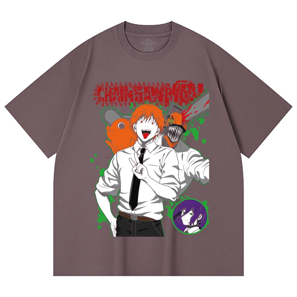 230 Gsm 100% Cotton Chainsaw Man V46 Denji Print Unisex Heavy Cotton T Shirt