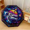 Astronaut In Cosmic Stained Glass (2) Printed Umbrella Windproof Folding Umbrella Portable Sun and Rain Umbrella Suitable for Gifting