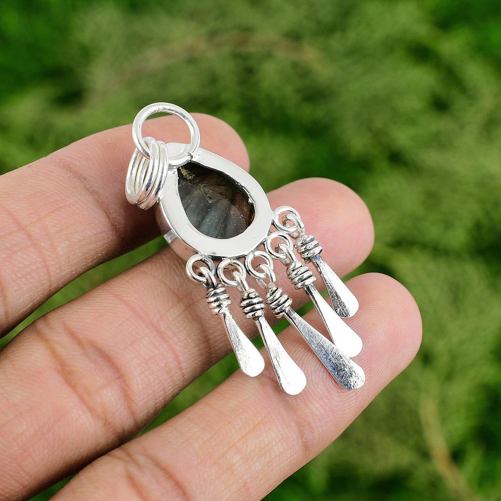 Daughters Day Deal Pear Natural Labradorite Sterling Silver Sister New Pendant