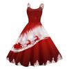 Women's Off-Shoulder Vintage Dress with Christmas Print for Holiday Parties and Evening Wear
