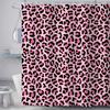 Pink Leopard Print Shower Curtain, Sexy  Tub Bath Curta, Cheetah Skin Pattern Bathroom Decor for Girl Shower Curtain Set with
