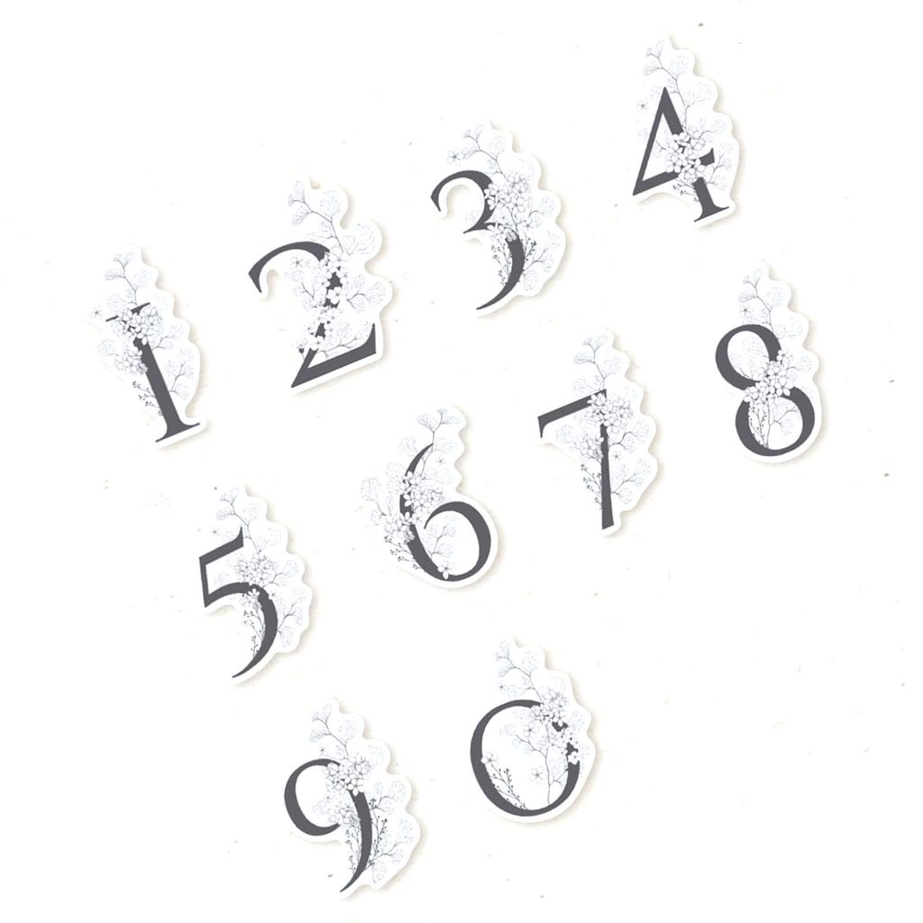 30 Pieces Number Decorative Stickers with Flower Decor Elegant Stylish Self Adhesive Floral Number