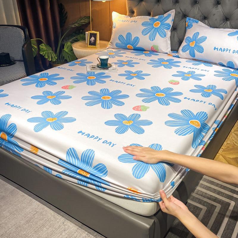 New Skincare Wash Cotton Matte Fitted Sheet Summer Refreshing Bed Cover Mattress Protector Cover Single Double Single Fitted Sheet