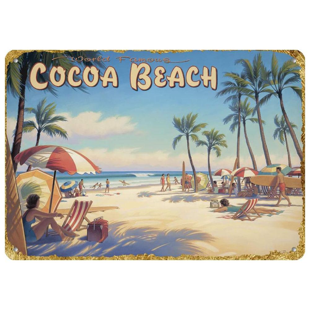 Plaques Metal Tin Sign Beach Holiday Surfing Wall Signs Art Decoration Vintage Tinplate Poster Bar Garage Garden Decor Plates