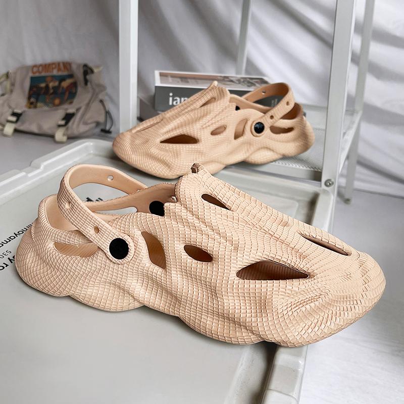 

Мужские тапочки без шнуровки на плоской подошве, сабо, дышащие пляжные сандалии, легкие водонепроницаемые, нескользящие, прочные сандалии