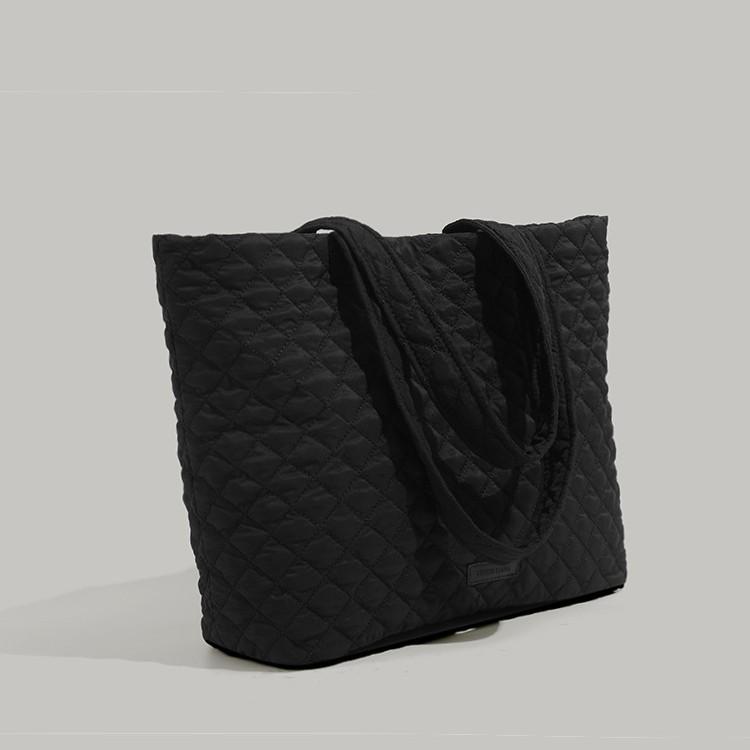 Autumn Winter Large Capacity Quilted College Student Tote Bag for Class, Travel, Commuting, Down Shoulder Bag for Women