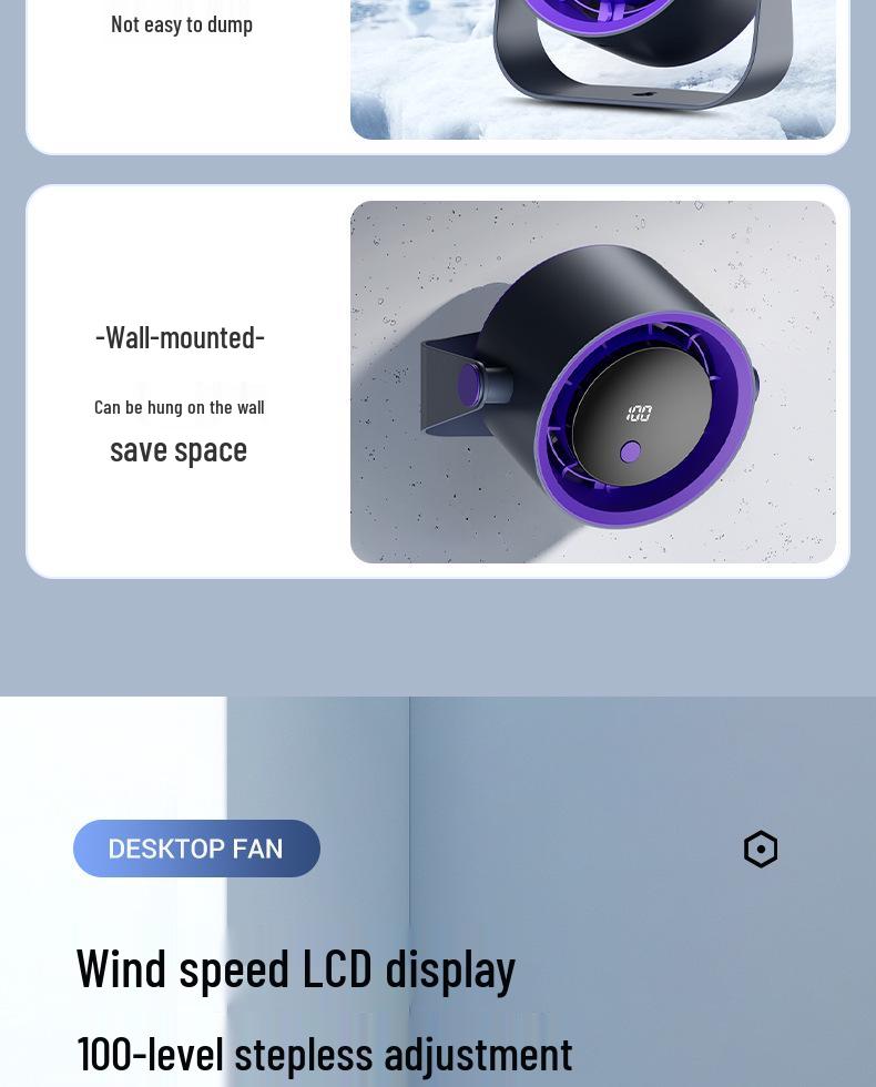 Smart High-Speed Portable Desktop and Hanging Fan with Digital Display