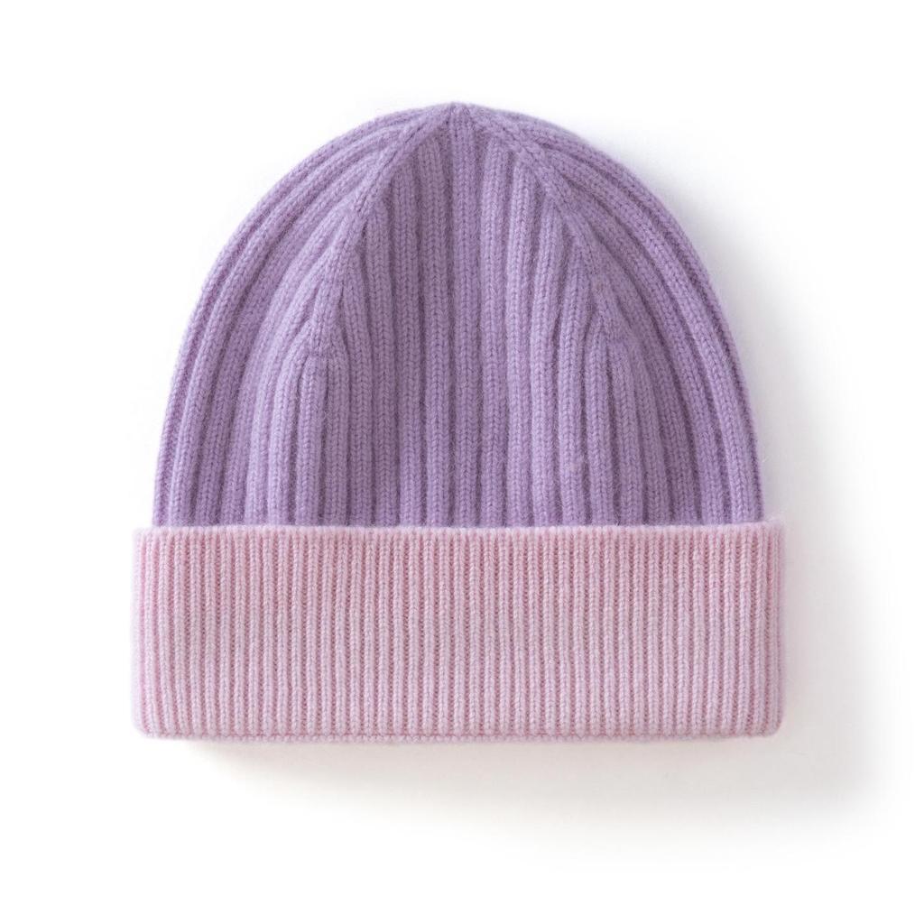 Unisex Children's Color Block Ribbed Cashmere Knit Hat - Autumn/Winter Warm Slouchy Outdoor Hat