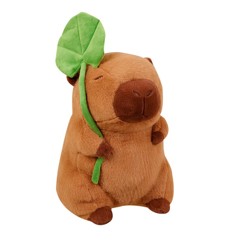 

Non-Toxic 30/40/55Cm Funny Capybara Plush Doll Holding Lotus Leaf Capybara Soft Plush Doll Home Decor Birthday Gift For Children And Children 30cm