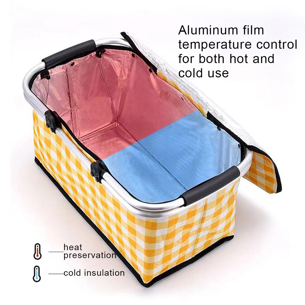30L Camping Picnic Basket Waterproof Foil Folding Cooler Bag Keep Fresh Lunch Box Basket Food Carrier for Camping Picnic Travel