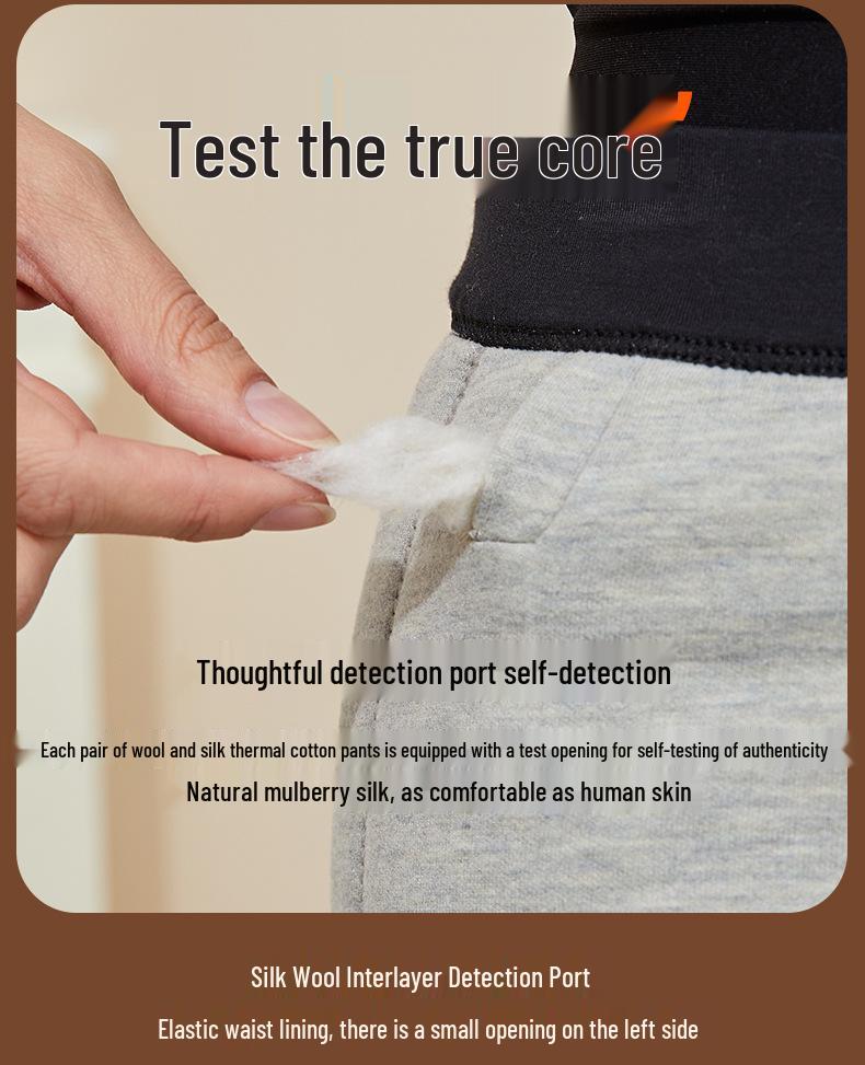 Men's and Women's Plus Size Fleece-Lined Wool Silk Cotton Pants for Middle-Aged and Elderly