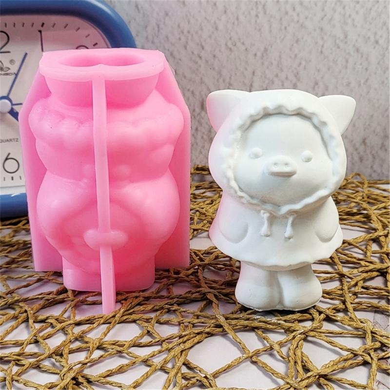 Lovely Animal Molds Cartoon Pig Silicones Mould Ornament Molds Casting Mould Craft Supplies for Home Decorations