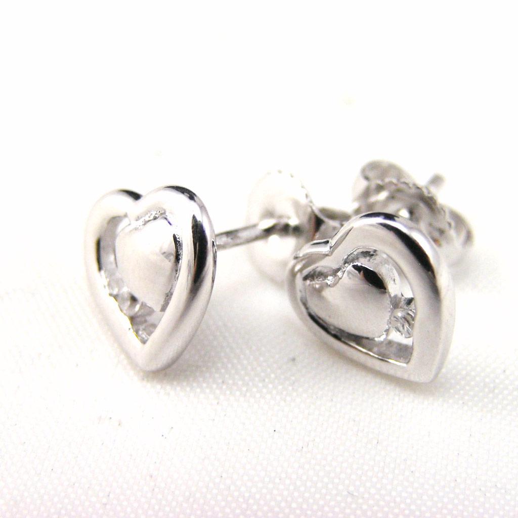 Altesse [F5866] - Silberne 'Sparkling Heart' Ohrringe in Weiß