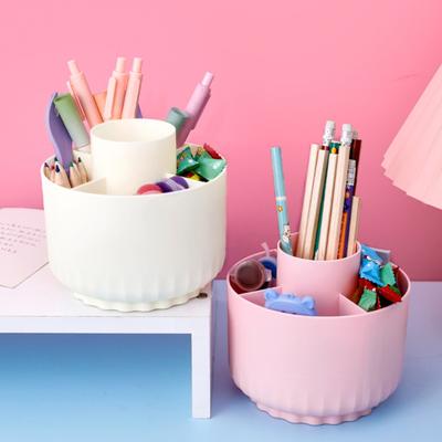 1/2Pcs 360 Degree Rotating Desk Organizer Sturdy Pen Holder for Desktop 5 Slots Non-Slip Base Office