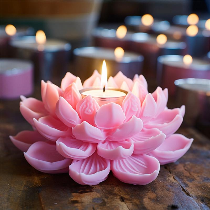 M-Modern-Simulation Lotus Candle Silicone Mold Blossom Flower Soap Fragrance Ornaments Making Chocolate Cake Decor Gift