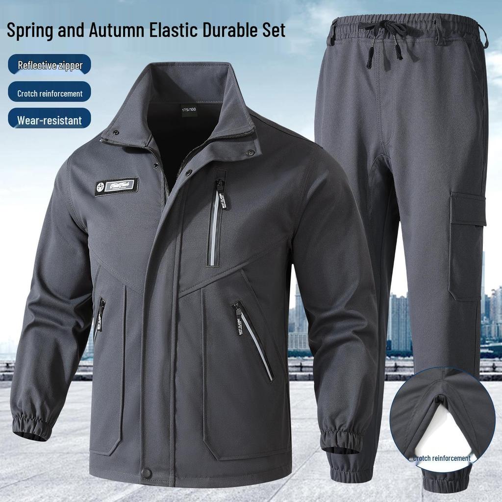 Completo Tuta Mimetica Elasticizzato: Abbigliamento da lavoro unisex, resistente all'usura e traspirante, perfetto per la primavera e l'autunno, tattico e per la protezione del lavoro.