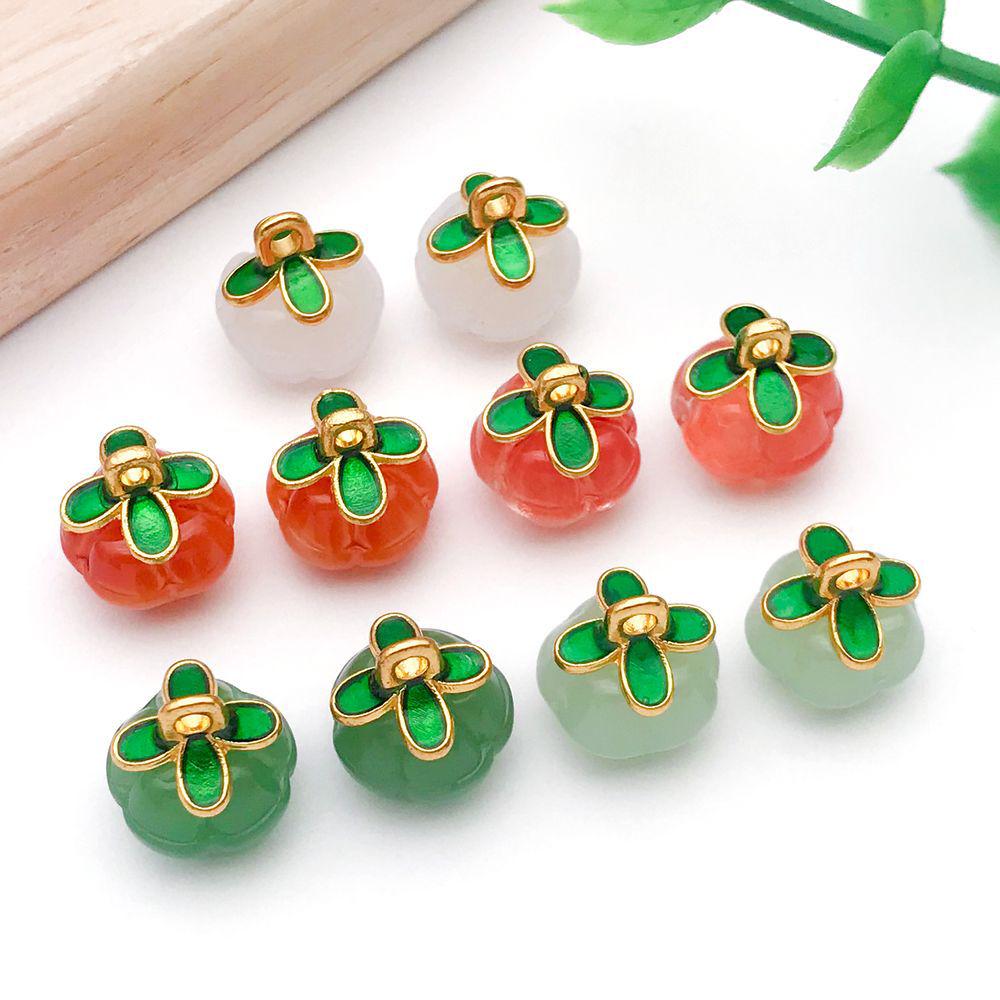 Set of 10 Colorful Glass Four-Leaf Clover Pumpkin Charms for DIY Jewelry
