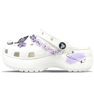 Classic Platform Clog BNK Purple Galaxy Dreamy Butterfly French Girly Sweet Cool Hole Shoes Women's White
