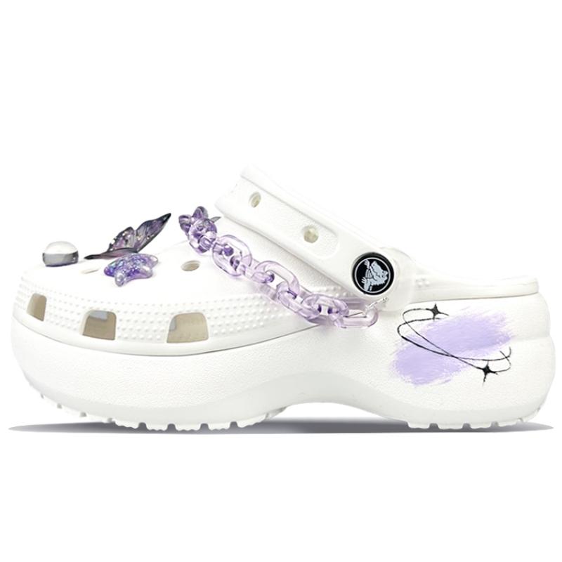 

Crocs Classic Platform Clog BNK Purple Galaxy Dreamy Butterfly French Girly Sweet Cool Hole Shoes Women s White 37-38 белый