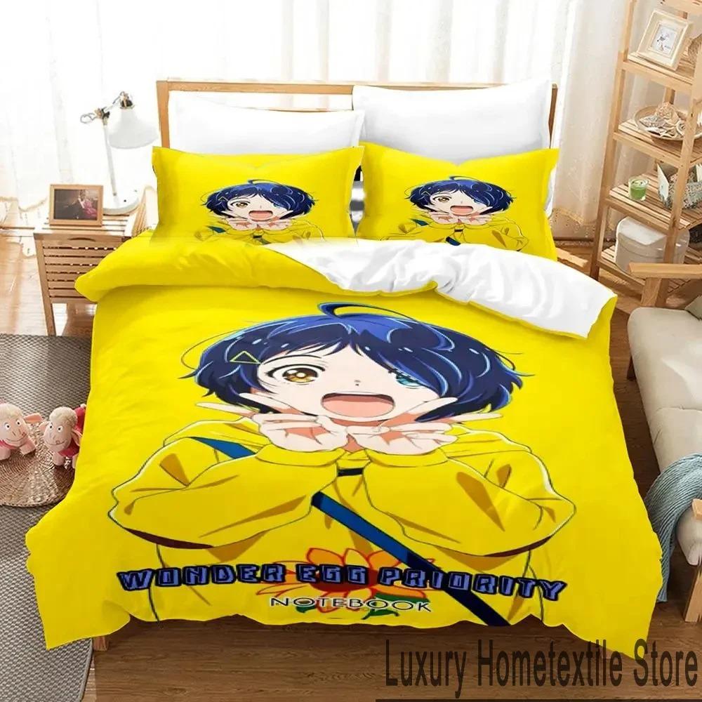 3D Print Anime Wonder Egg Priority Bedding Set Duvet Cover Bed Set Quilt Cover Pillowcase Comforter King Queen Size Boys Adult