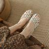 Fashion French Fashion Women's Sandals 2025 Summer New Retro Soft-soled Woven Roman Openwork Flat Shoes