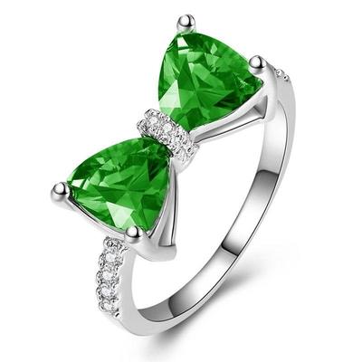 Colored Treasure Series High-end Luxury Bow Zircon Ring Sweet and Cool Style Index Ring for Women