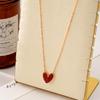 Elegant Red Heart Shell Pendant Necklace Women Minimalist Copper Chain Choker Style Lightweight Fashion Jewelry